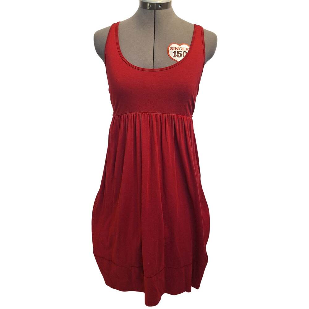 Vtg 90's Lucky Tees Knit Dress Sz S Red Lucky Brand Dungarees by Gene Montesano
